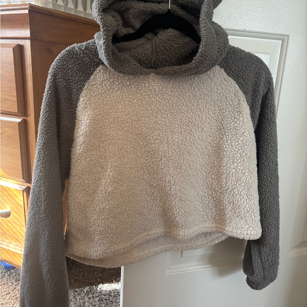 Cropped Sherpa Hoodie with ears